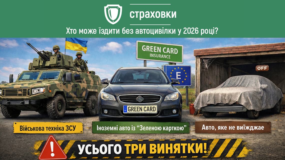 Ілюстрація до статті: Хто може їздити без автоцивілки у 2026 році в Україні: повний список винятків