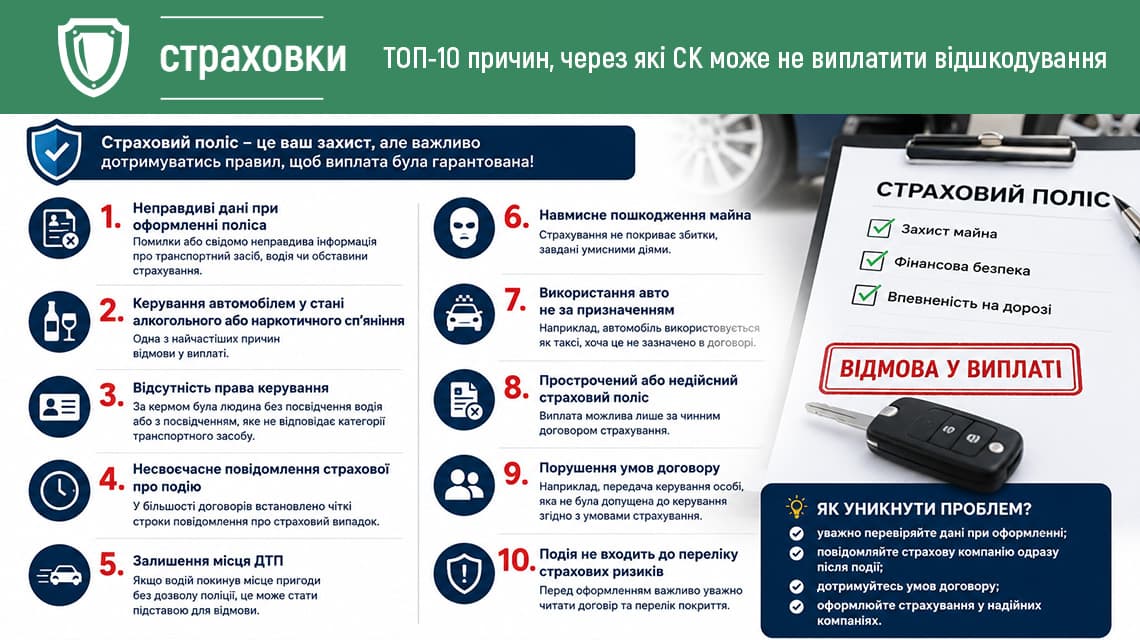 ТОП 10 причин не виплатити відшкодування