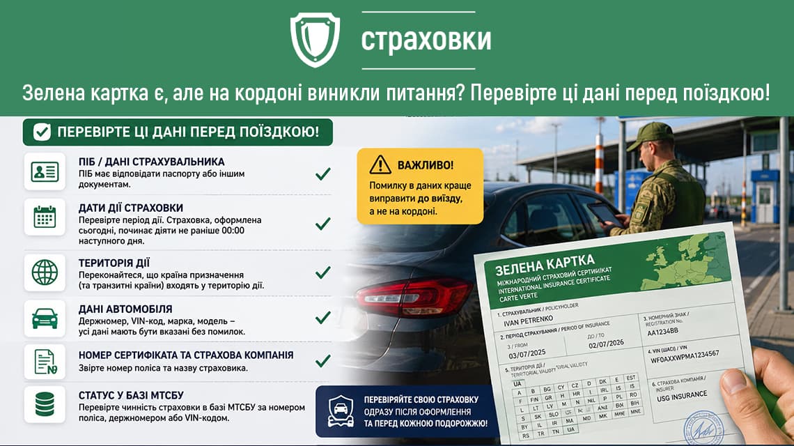 Зелена картка: які дані перевірити перед виїздом за кордон