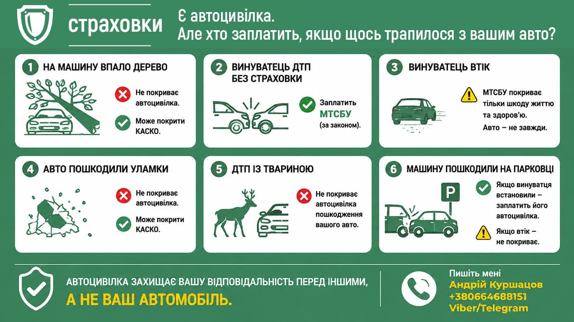Хто заплатить, якщо щось трапилося з вашим авто